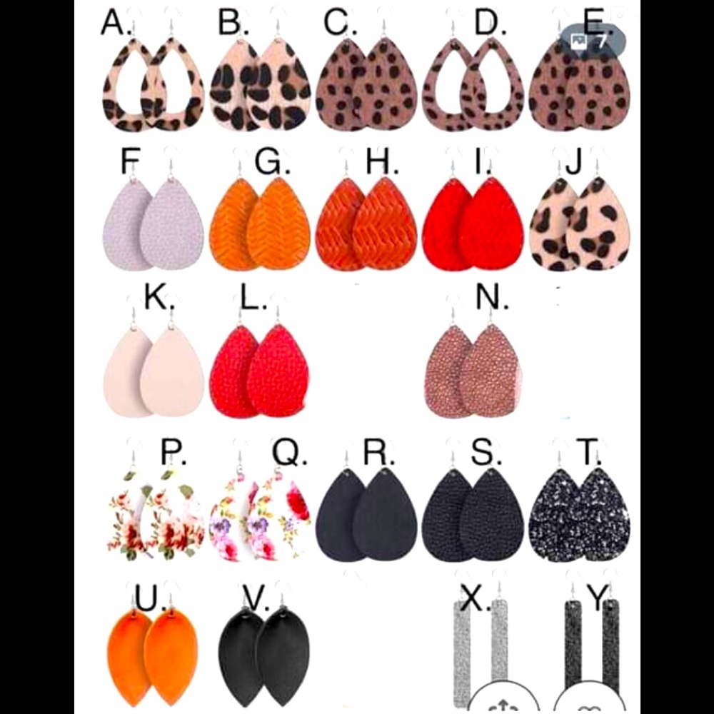 Faux leather earring 13 each now $8 ea. b sold